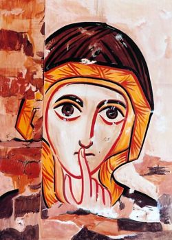 Os ícones de Bose – rosto de mulher – ícone em estilo copta