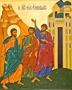 os discípulos de Emaús, ícone de Bose em estilo bizantino